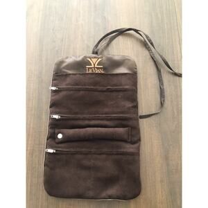 LeVian Jewelry Pouch Roll Bag Holder Brown Beautiful Travel Pouch Tie Closure
